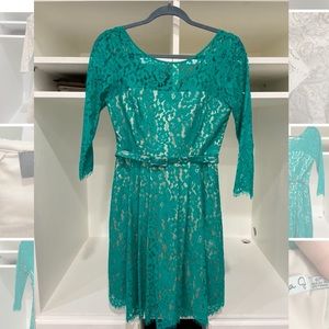 2/$30 Eliza J lace mid sleeve green dress size 6p